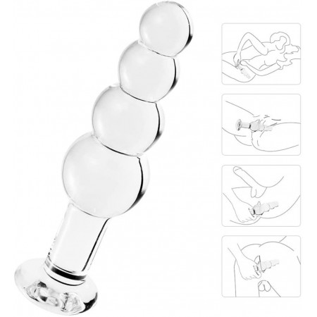 Glass Anal Beads Clear